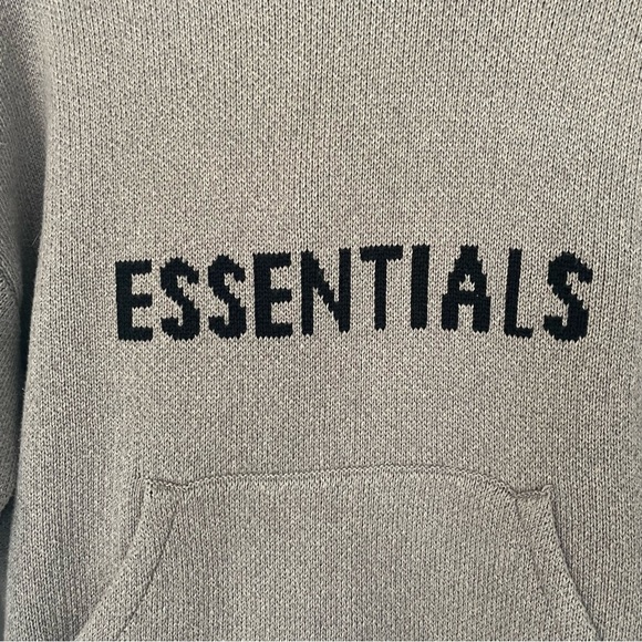 Essentials Knit Logo Hoodie Pullover Black & Taupe Size XS - Picture 7 of 15